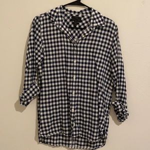 J. Crew Checkered Navy button up